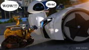 Wall-E meglepődik az autó láttán 